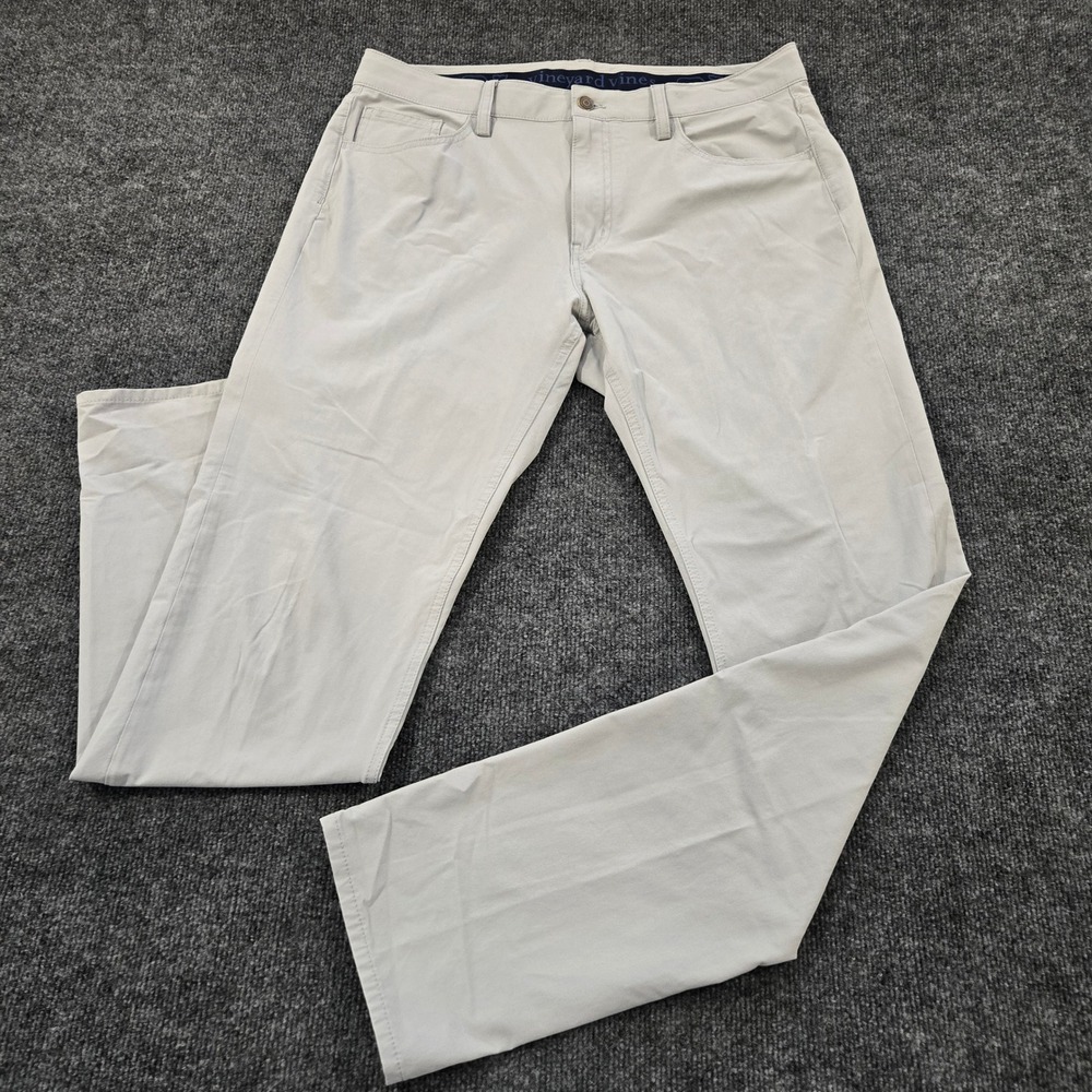 Vineyard Vines On-The-Go Performance Pants 34x34 Grey Chino Stretch Golf Mens